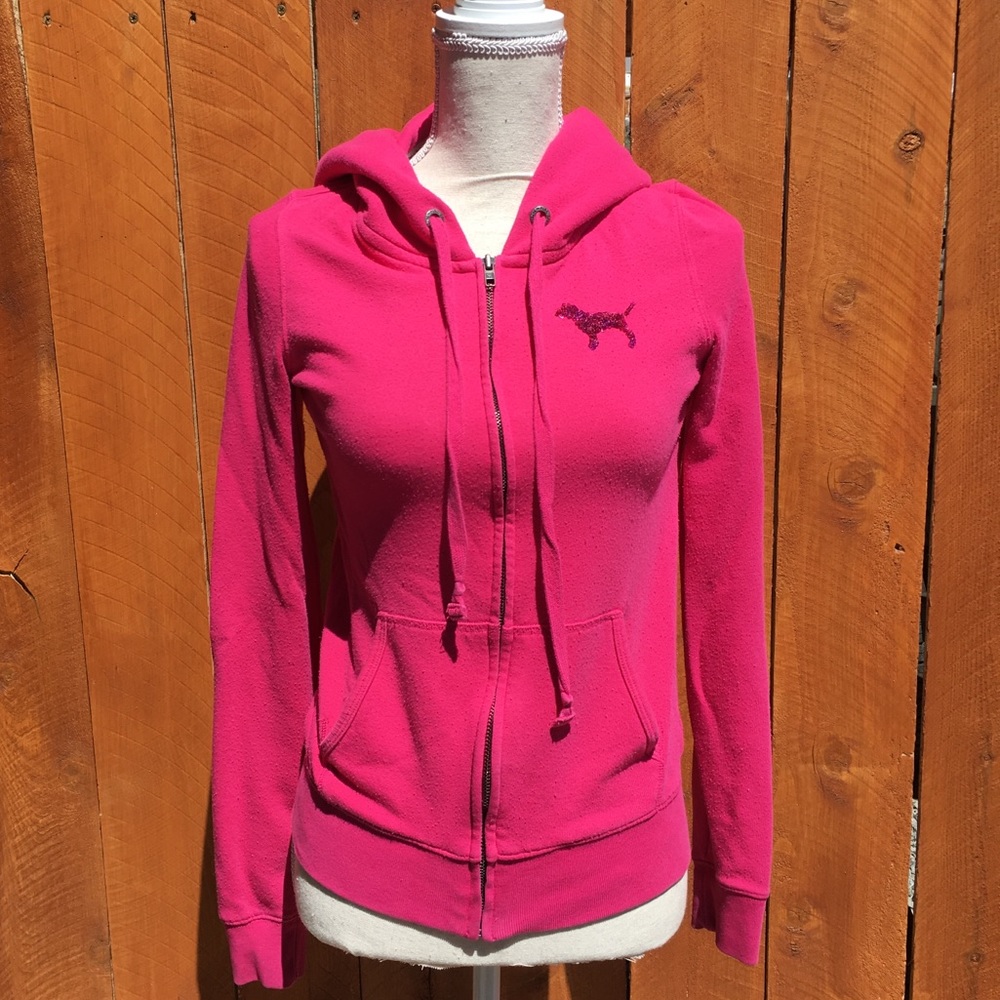 Pink sequin zip-up sweatshirt Sz.S